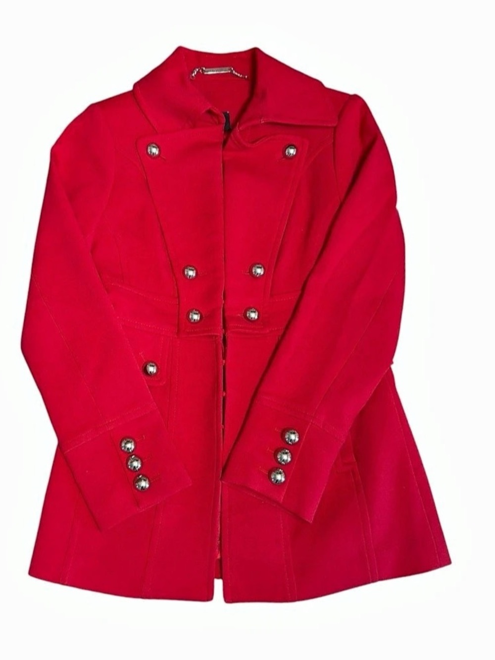 Equestrian White House Black Market Military Jacket XS Red Silver Buttons Preppy